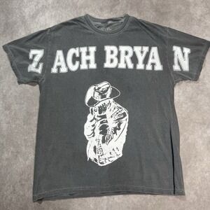 Zach Bryan Distressed Shirt Size Large Gray Official BURN BURN BURN Tour